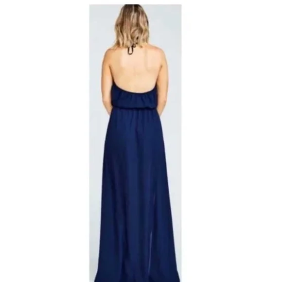 Show me your MuMu Heather Halter Dres in Navy sz M - Picture 3 of 6